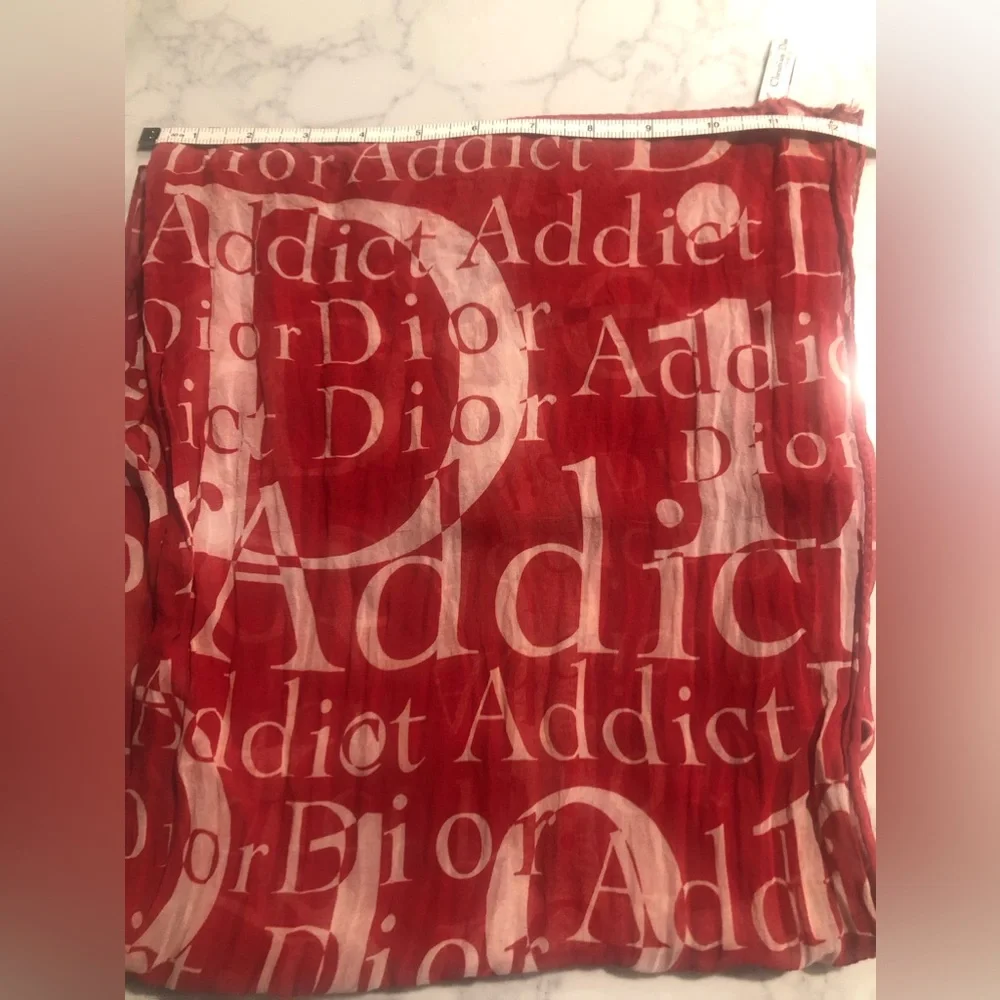 Dior Addict Red silk scarf 14x56